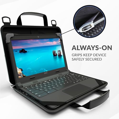 UZBL 13-14 Inch Always-on Chromebook Protective Hard Case with Accessory Pouch and Adjustable Shoulder Strap (20 Pack) - color: 20 Pack Black