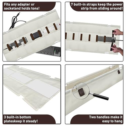 Under Desk Cable Management Tray – No Drill, 28" L x 6" W, Non-Scratch Silicone Clamps, 16 Cable Slots, Washable Honeycomb Base,Beige - color: Beige, size: Upgraded with Enhanced Features-28"L x 6.0"W