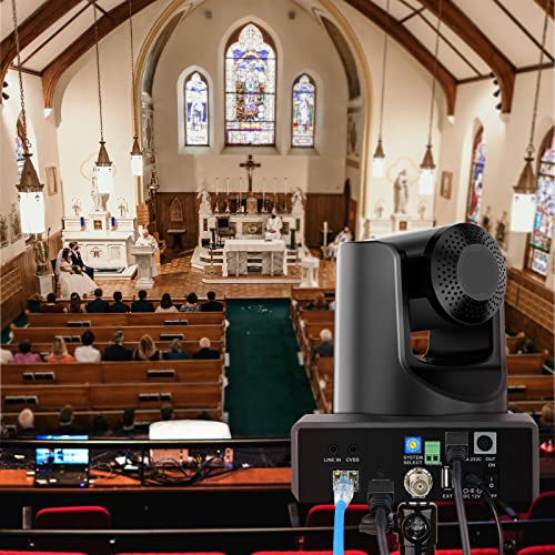 NDI PTZ Camera, 30X Optical + 8x Digital Zoom 1080P 60fps SDI/HDMI/USB/POE Cameras with CVBS, Low Light CMOS H.265 VISCA RS485 for Conference, Church, Government, Court, School Lecture Live Streaming