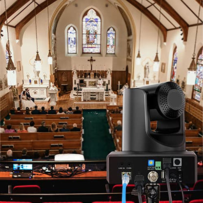 NDI PTZ Camera, 30X Optical + 8x Digital Zoom 1080P 60fps SDI/HDMI/USB/POE Cameras with CVBS, Low Light CMOS H.265 VISCA RS485 for Conference, Church, Government, Court, School Lecture Live Streaming