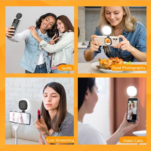 Magnetic Selfie Light Compatible with MagSafe, Foldable LED Phone Light with Mirror, 72 LEDs Stepless Brightness & Color Temperature, 360° Rotating Fill Light for Selfies, Makeup, TikTok, Zoom - color: Black-1