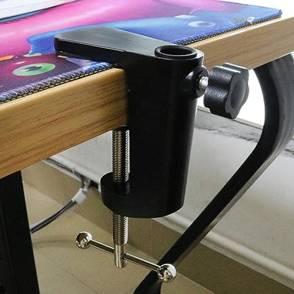 AYLIFU 1PCS Black Aluminum Alloy Desk C-Clamp Desk Light Mounting Cantilever Bracket With Adjustable Screws for Microphone Arm and Desktop Table Lamp