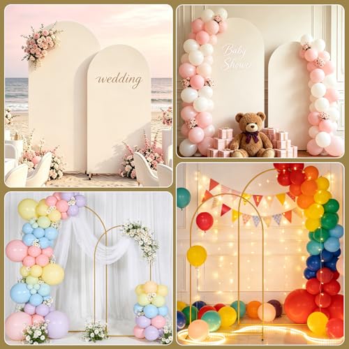 2 Pack Arch Backdrop Stand and Cover Set (7.2FT/6FT), Balloon Arch Stand, Metal Background Arch Stand, Backdrop Arch Frame, Wedding Arch for Backdrop (Ivory Cover) - color: Arch with Ivory Cover-(7.2FT/6FT)