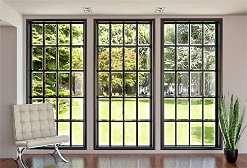 AOFOTO 12x8ft Business Office French Sash Window Backdrop Living Room Sofa Plant Photography Background Interior Casement Work at Home Modern Flat Furniture Apartment Decoration Residence Villa Props - size: 12x8ft