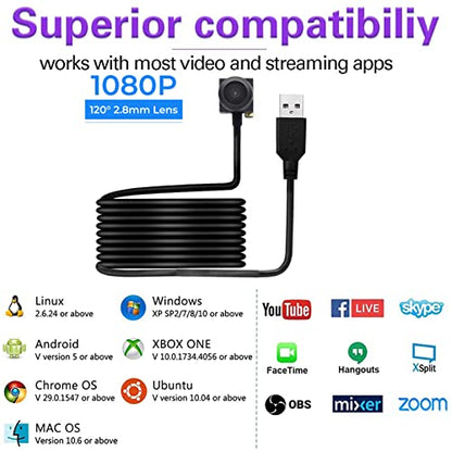 1080P Webcams Eye Contact Computer Camera Center Cam with Microphone 120°Wide-Angle Mini USB Cameras Webcam for Zoom/Skype/Teams, Conferencing/Calling/Gaming Laptop