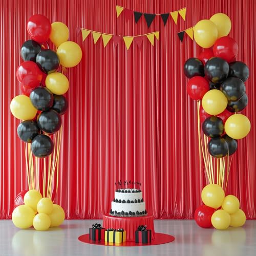 10ftx12ft Wrinkle Free Red Backdrop Curtain, 2 Panels 12FT Height Red Wedding Backdrop Drapes, Silky Polyester Back Drop Cloth for Birthday Photography Background Party Backdrop Draping - color: Red, size: (W)5ft x (H)12ft (2 Panel)