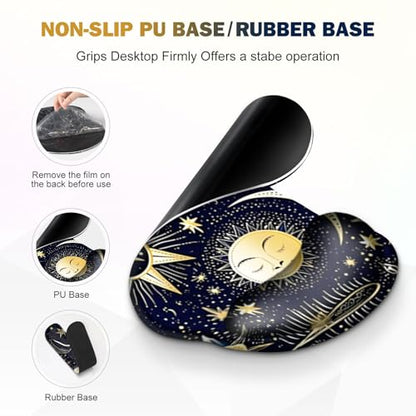 Gaming Mouse Pad, Large Desk Mat, Cute Desk Pad Protector, 4in1 XXL Mousepad + Keyboard Wrist Rest+Mouse Wrist Rest+Coaster Set with Ergonomic Desk Pad for Home Office PC Computer, Stars and Moon - color: Stars and Moon