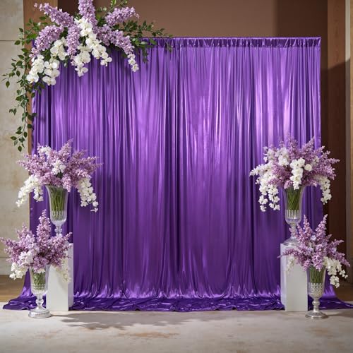 20x10ft Thick Purple Glitter Backdrop Curtain Panels for Parties, Wrinkle Free Sequin Sparking Photo Backdrop Drapes, 4 Panels 5x10ft Shimmer Back Drop Cloth for Wedding Birthday Photography - color: Purple, size: 5'(W) x 10'(H), 4 panels