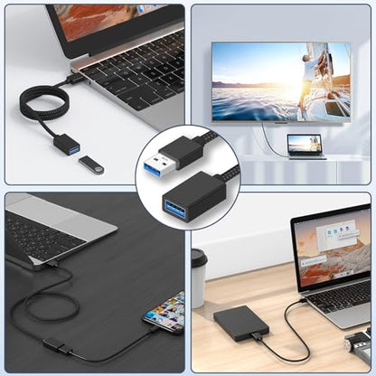 Vanjua USB Extension Cable-3.3FT, USB 3.0 Extension Cable, Male to Female Cord High Data Transfer Compatible with Webcam,USBKeyboard,Flash Drive,Hard Drive,Printer,Camera and More