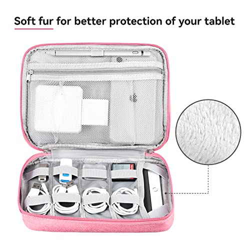 Cable Organizer Bag Travel Case for Electronics (Large, Dark Pink)