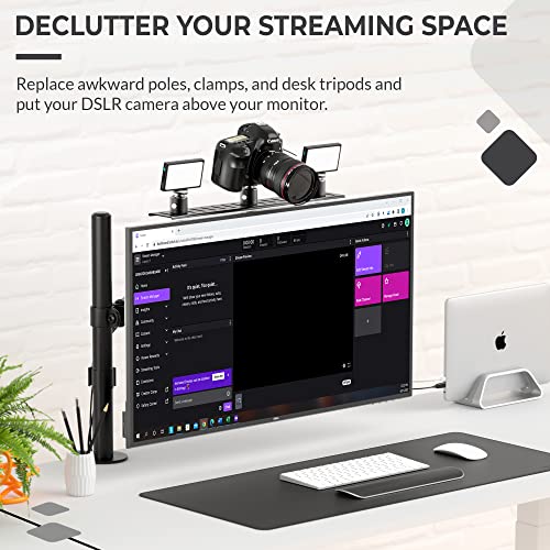 HumanCentric DSLR Monitor Mount Large, Desk Camera Mounting, Light Webcam, Microphone Shelf for Monitor VESA Arm, Replace Clamp Tripods, 100x100mm Patterns, Aluminum, Hardware Included - size: Large Shelf