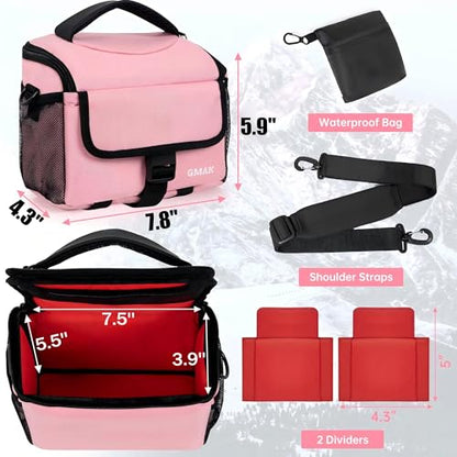 GMAK Camera Carrying Bag, Anti-Shock Camera Case Bag with Water-resistant Rain Cover Compatible for Canon EOS R50 M50 Powershot SX540 SX70, Nikon Coolpix L340 B700 P610, Sony a6100 a6400, Fuji XS10 - color: Pink, size: Small