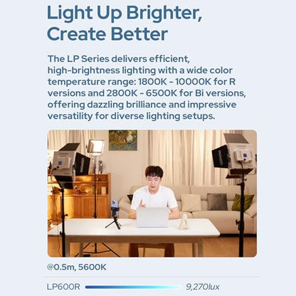 GODOX Litemons LP600R 60W RGB LED Video Light Panel,1800K-10000K,9270lux@0.5m,APP Control for Studio Photography Video Recording Live Streaming (LP600R)