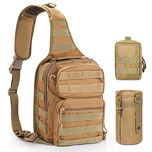 3 Pack Molle Pouch Combo Water Bottle Pouch Holder Tactical Molle Pouches Compact Utility Waist Bag Pack - color: Combo C:Khaki
