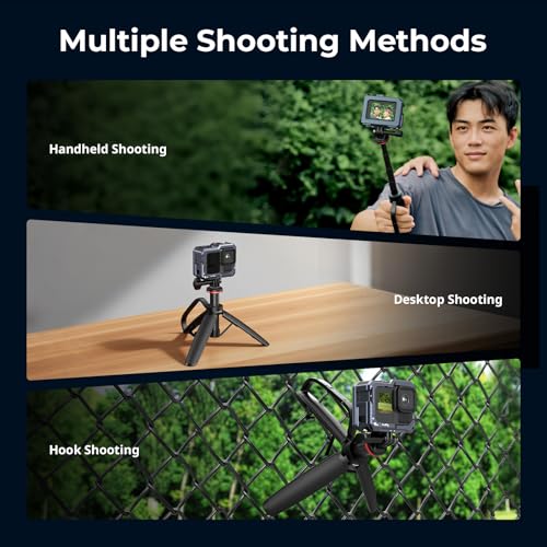 SMALLRIG Portable Action Camera Tripod in Carabiner Shape, 6.5-13.6in Extendable Selfie Stick, Mini Table Tripod for GoPro Hero 13/12/11, for DJI Osmo Action 5 pro/4/3, for Insta360 Ace Pro 2-5568 - style: for action camera