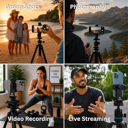 KobraTech iPhone Tripod Mount Adapter - Fits Any Smartphone - Includes Bluetooth Remote Shutter - UniMount 360 Universal Phone Holder for Tripod - size: Standard
