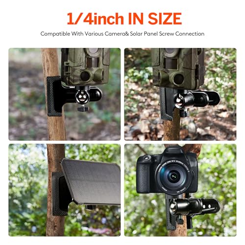Trail Camera Clip Mount, 2 Pack Tracking Camera Bracket, 360 Rotatable Interface Trailcam Holder for Hunting with Camouflage Style