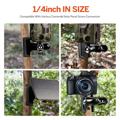 Trail Camera Clip Mount, 2 Pack Tracking Camera Bracket, 360 Rotatable Interface Trailcam Holder for Hunting with Camouflage Style
