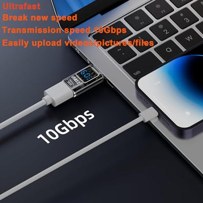 USB to USB3.2 Adapter,10Gbps Converter with LED Voltage Display (2Pack) | 10Gbps high-speed data transfer,LED screen displays real-time voltage/current. Supports fast charging,Plug & Play