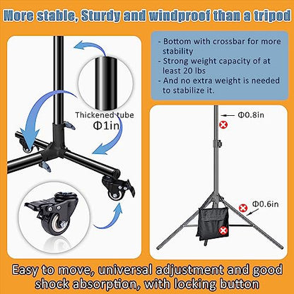 Versatile Heavy Duty Backdrop Stand with Wheels, 10 * 7ft Adjustable Photo Background Stand, Banner Backdrop Stand for Parties/Photography/Birthday/Studio