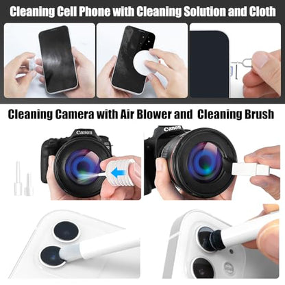 walrfid 2 Pack Laptop Phone Screen Cleaner Kit, Computer Keyboard Brush Cleaning Spray for iPhone AirPods MacBook iPad, 20-in-1 Electronic Device Tool for Camera Earbud TV Tablet Car Screens, White - color: 2PCS-White