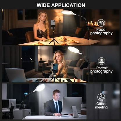Ring Light for Streaming, 10'' Full Screen LED Ring Light for Desk with 360° Adjustable Arm, Video Conference Lighting for Zoom Meetings, Live Streaming, Podcast, Content Creator, TikTok, YouTube - size: 10" ring light