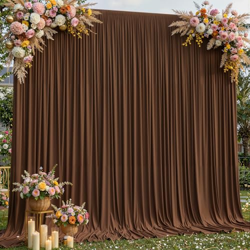 10x12 FT Brown Backdrop Curtain for Parties Wrinkle Free Photo Backdrop Curtains Polyester Wedding Back Drop Cloth Drapery for Birthday Photography Portraits Pet Photoshoot Prom Decoration - color: Brown, size: 5'(W) x 12'(H), 2 panels