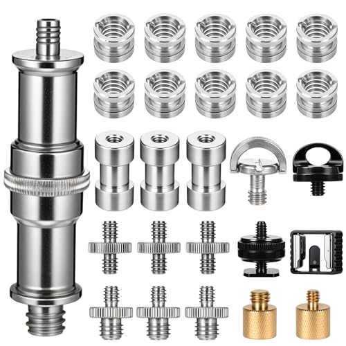 Camera Tripod Adapter 26 Packs Camera Screws Mount Set Tripod Mount Adapter Set 1/4 to 1/4 Tripod Screw 1/4 to 3/8 Camera Mount Adapter Hot Shoe Adapter for Tripod Monopod Ballhead Quick Release Plate