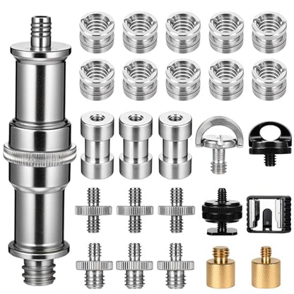 Camera Tripod Adapter 26 Packs Camera Screws Mount Set Tripod Mount Adapter Set 1/4 to 1/4 Tripod Screw 1/4 to 3/8 Camera Mount Adapter Hot Shoe Adapter for Tripod Monopod Ballhead Quick Release Plate