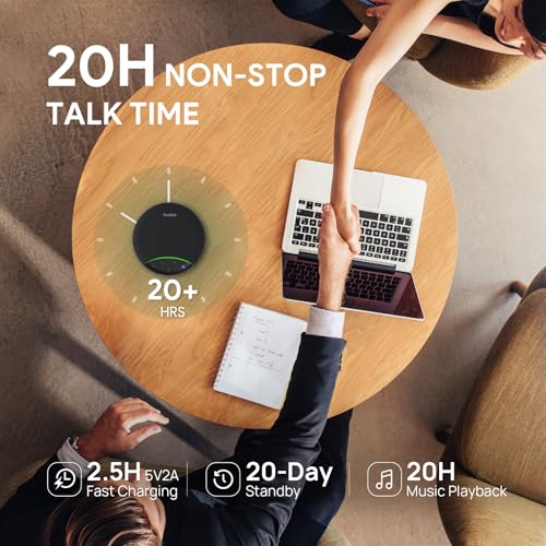 Yealink SP92 Conference Speaker and Microphone with AI Noise Cancellation, 20H Call Time, 13ft Pick-up, 360 Omni Mic 50mm Full-Duplex Speaker, Bluetooth 5.3 USB Speakerphone for Teams - color: Black- SP92 USB C/A (NO Dongle)