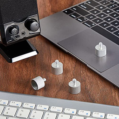 Frienda 4 Pieces Mic Stand Adapter 5/8 Female to 1/4 Male for Camera Mount Tripod Thread Conversion Connector Screw Adapter for Microphone Stand Mount(Silver) - color: Silver