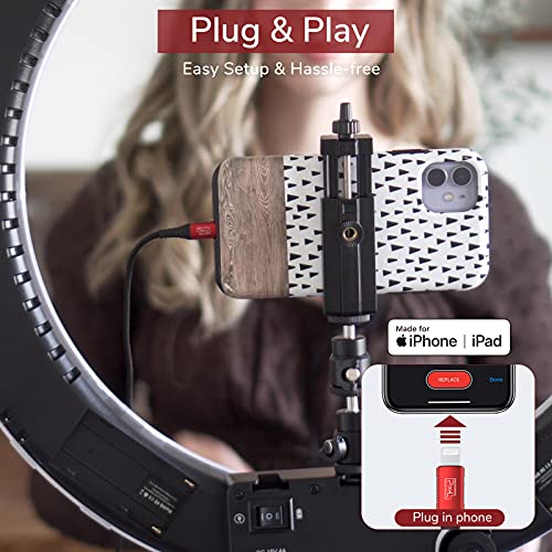 PIXEL Microphone for iPhone iPad(Apple MFi-Certified) from Mic for iPhone Live Streaming Vlogging | External Microphone for iPhone Video Recording, Compatible with Apple Lightning Devices (5ft) - size: 1.5m