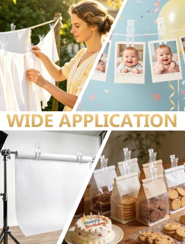 12 Pack 3.5 Inch Clear Balloon Arch Clips, Heavy Duty Transparent Spring Clamps for Backdrop Stand, Reusable Plastic Clips for Birthday Wedding Party Decor Photography Studios