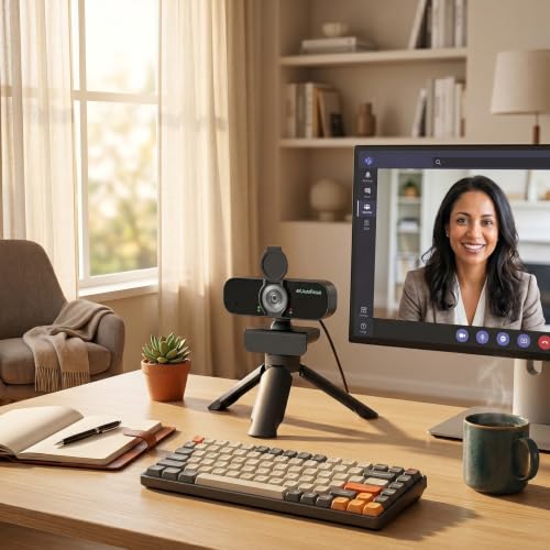 4K Webcam with PDAF Autofocus for PC/Laptop | Smart Noise-Cancelling Mic, Privacy Shield Cover, 80° Focused on You Only, Low-Light Clarity, No-Driver Plug & Play