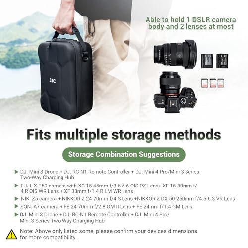 JJC Hard Camera Case for Canon EOS Rebel T7 R5 R6 Mark III II R8 Sony A7 V A7 IV A7 III A7R V Nikon Z5 Z6 II Z7 II Z8 with Lenses, Waterproof Camera Carrying Case with Two Drivers & Shoulder Strap
