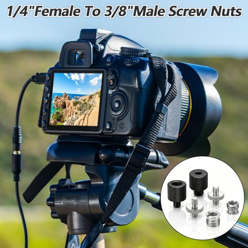 6 PCS 1/4 to 3/8 Adapter Tripod Screw Adapter, Tripod Accessories Camera Screw Adapter Adapter Thread for Mount Tripod Mic Stand Microphone Stand