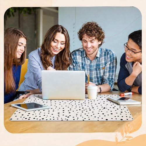 Eaasty 2 Pcs Teacher Desk Decor Large Polka Dot Desk Mat and Boho Rainbow Mouse Pad, 32x16'' Non Slip Rubber Base Computer Desks Mat for Back to School Gift Classroom Office Teacher Must Have