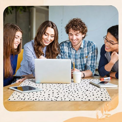 Eaasty 2 Pcs Teacher Desk Decor Large Polka Dot Desk Mat and Boho Rainbow Mouse Pad, 32x16'' Non Slip Rubber Base Computer Desks Mat for Back to School Gift Classroom Office Teacher Must Have