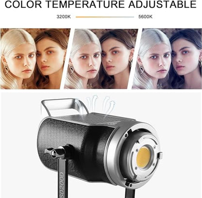 GVM 200W LED Video Light with Softbox, SD200D Photography Studio Lighting Kit with Bluetooth/DMX Control, 93000lux@0.5m 3200K-5600K Bi-Color Continuous Output Lighting for YouTube, Video, Filming