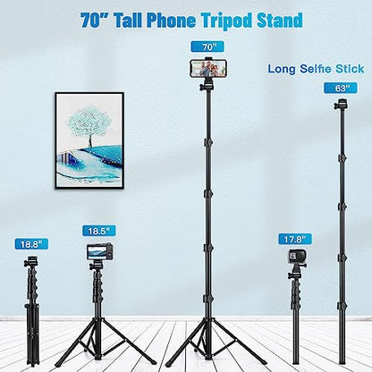 Victiv Phone Tripod, 70" Tripod for iPhone with Remote and Phone Holder, Sturdy & Stable, Adjustable Camera Stand & Selfie Stick Mode, Perfect for Selfies/Recording/Vlogging/Live Streaming