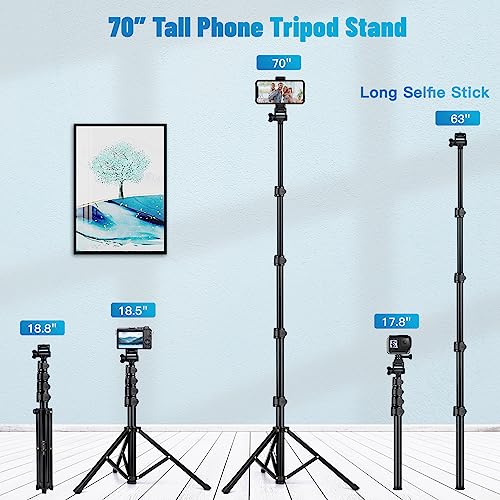Victiv Phone Tripod, 70" Tripod for iPhone with Remote and Phone Holder, Sturdy & Stable, Adjustable Camera Stand & Selfie Stick Mode, Perfect for Selfies/Recording/Vlogging/Live Streaming - size: 70 inch