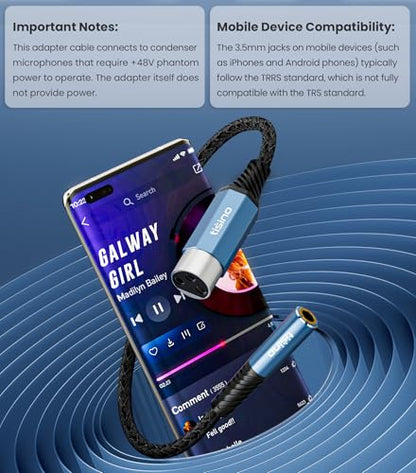 Tisino XLR Female to 3.5mm Stereo Jack Adapter - 1FT, Balanced Audio Converter XLR and 1/8 inch TRS Mini Jack Cables for Audio Interface, Mixing Console, Camera - size: 30 cm/1 FT, style: XLR F to 3.5mm TRS F