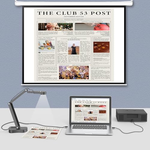 8MP USB Document Camera, Auto Focus, LED Light, Image Reversal, Built-in Mic, Mac OS, Windows, Chromebook for Distance Learning, Remote Teaching, Web Conferencing, Live Demo - color: Grey