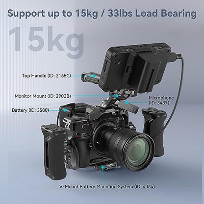 SmallRig Aluminum Side Handle for Camera Cages, Universal Ergonomic Side Handgrip with Bulit-in 1/4"-20 Locating Hole, Strap Hole, Cold Shoe, 36mm Up/Down Adjustable - style: Screws Side Handle