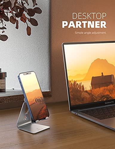 Lamicall Adjustable Cell Phone Stand, Desk Phone Holder, Cradle, Dock, for iPhone 16 15 14 13 12 Mini 11 Pro Xs Max XR X 8 7 6 Plus SE, Office Accessories,Smartphone - Silver - color: Silver