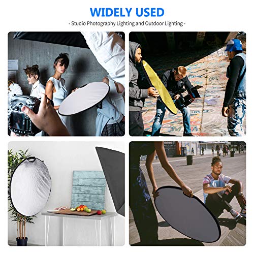 Neewer 5-in-1 Portable Round 32 in/80cm Light Reflector Collapsible Multi-Disc with Single Grip and Bag for Studio Photography Lighting and Outdoor Lighting - Gold/Silver/White/Black/Translucent - size: 80cm
