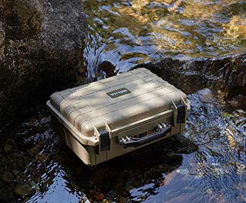 MEIJIA Portable IP67 Waterproof Protective Case, Hard Camera Case with customizable foam, Perfectly Protection of Camera, Drones, Pistols,Lens, Equipments, 18.5 x14.06x6.93inches(Desert Tan) - color: Desert Tan