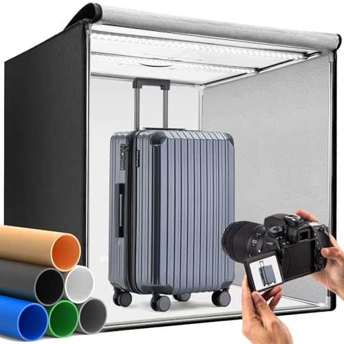 DUCLUS Photo Light Box 24x24 inch, Portable Shooting Tent Kit, Professional Dimmable Photo Studio Light Box with 100 LED Beads & 6 Color Backdrops for Jewelry and Food Items Product Photography - size: 24*24 inch