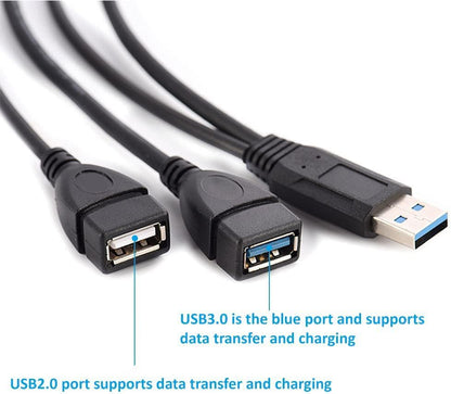 Eanetf USB 3.0 Female to Dual USB Male Splitter Cable, 2 Pack