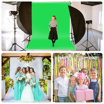 10x7 ft Adjustable Green Screen Backdrop Kit with Stand, Photo Background Support System for Video Streaming, Photography, Studio, Parties, Events - size: 7x10 ft